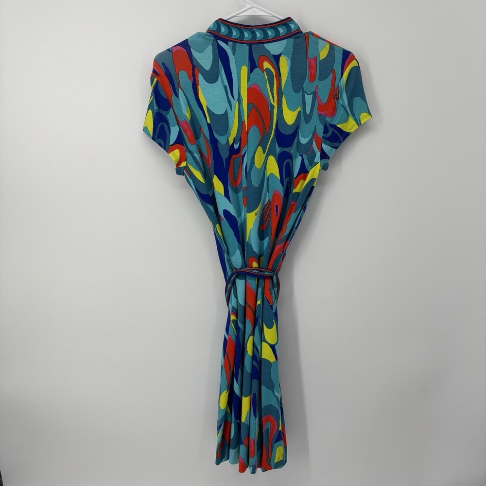 Trina Turk Mini Dress Boho Colorful Short Sleeve V-Neck Resort Vacation Size 4 - Picture 2 of 7